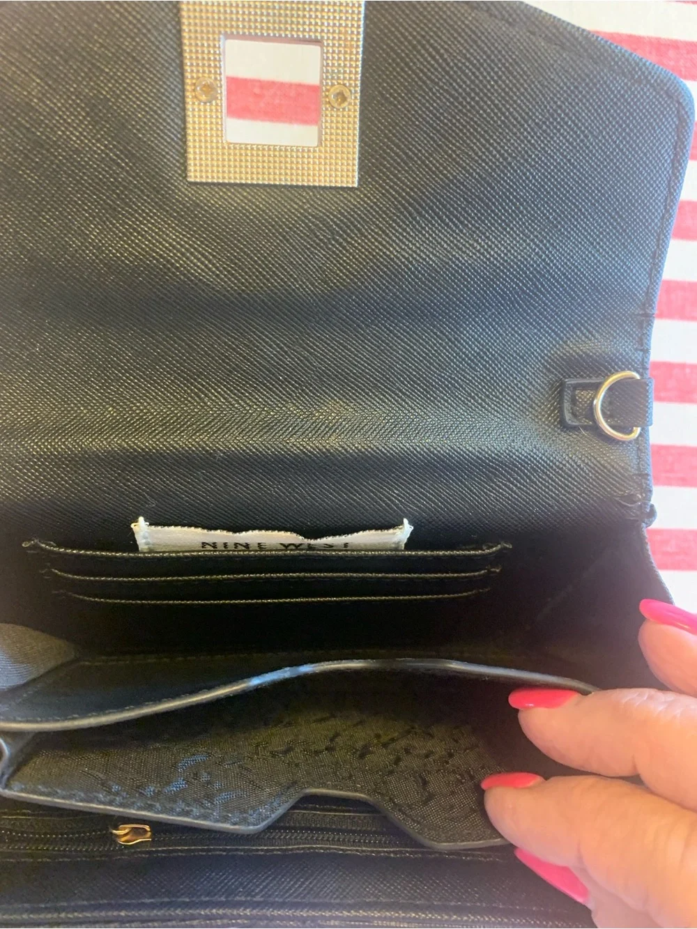 Nine West Black Envelope Wallet with Gold Closure